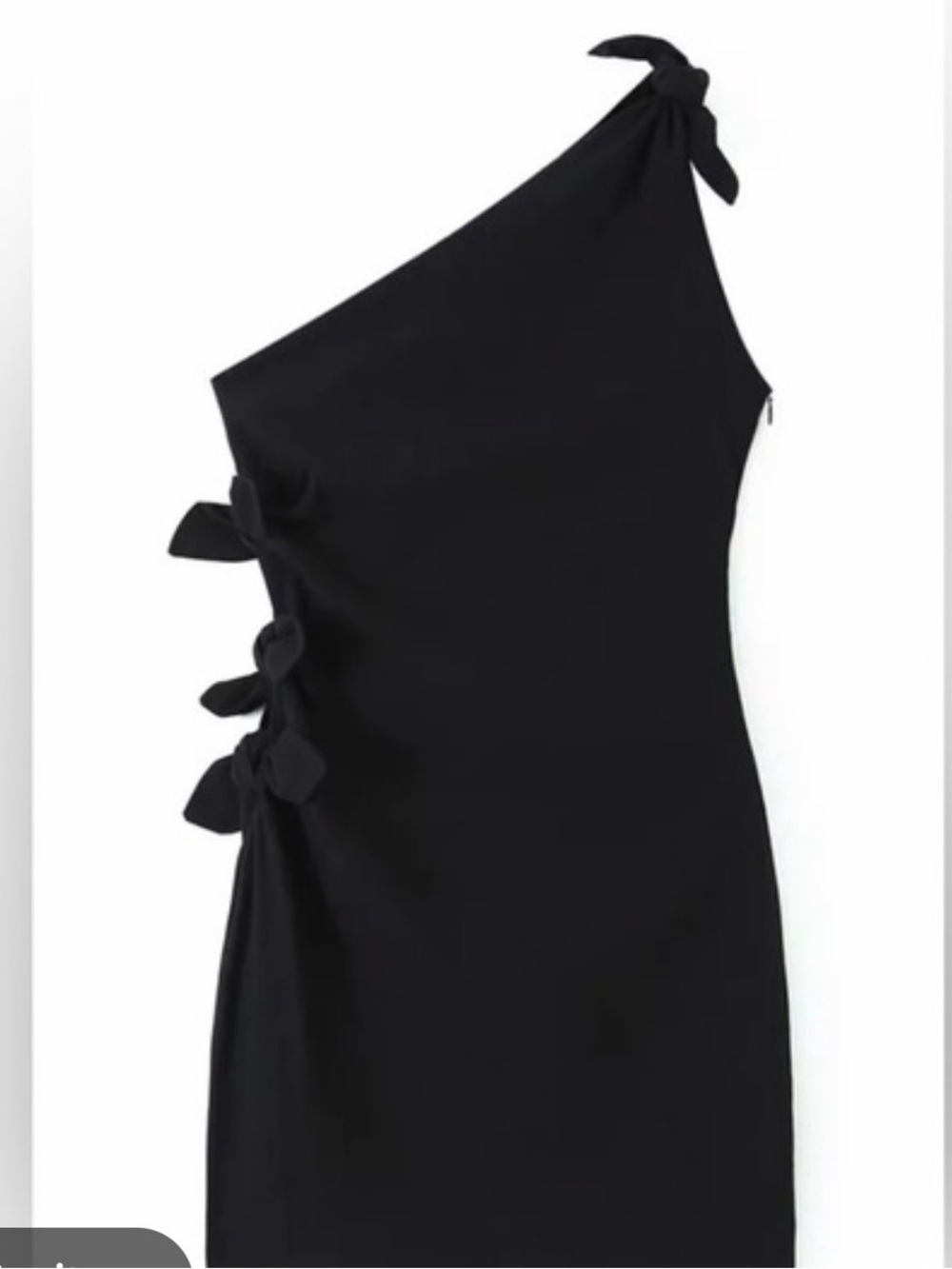 Zara One-Shoulder Black Bow-Accent Dress small